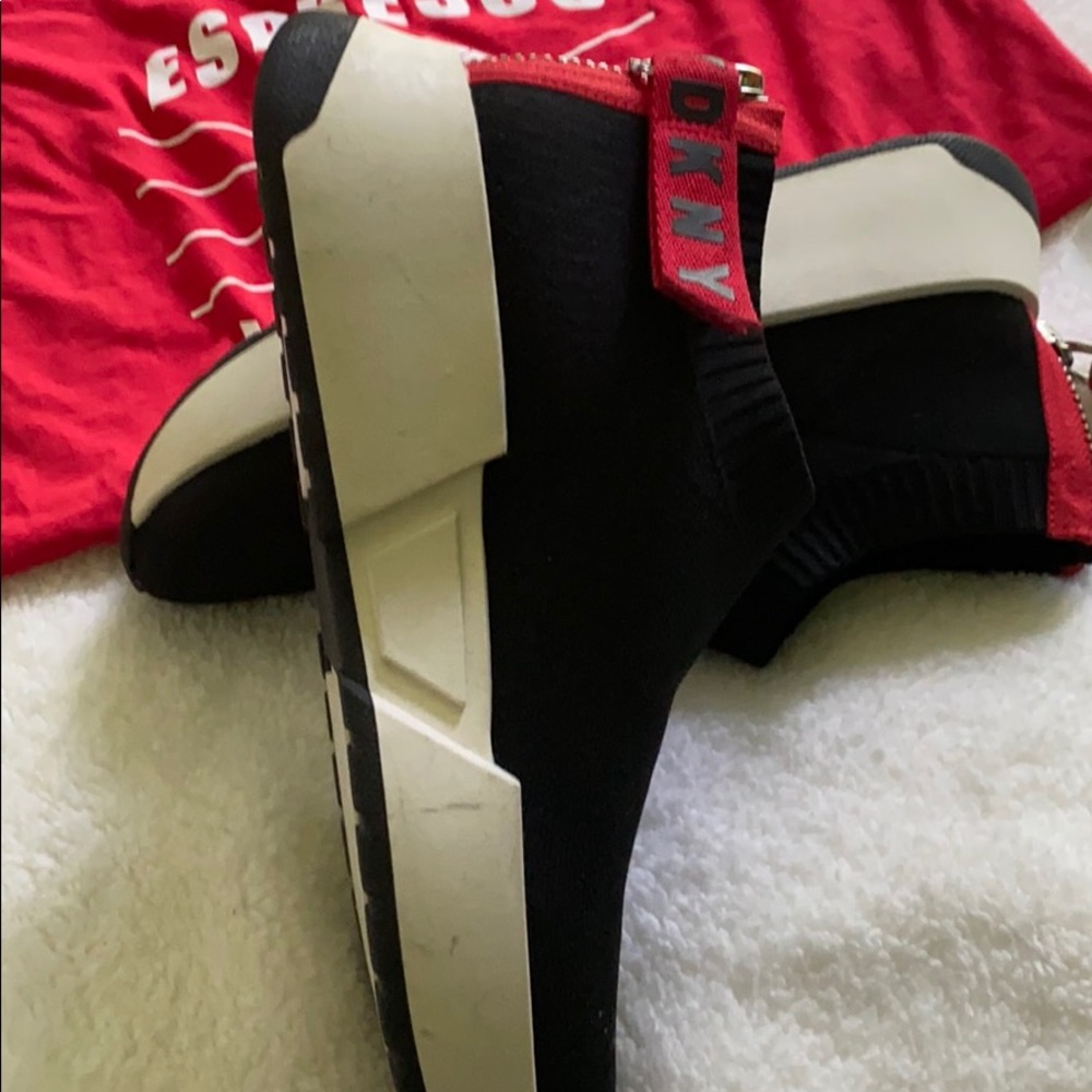 Black,White DKNY Sock Boots